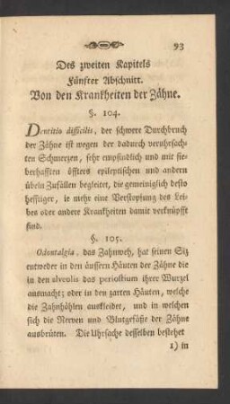 Des zweiten Kapitels Fünfter Abschnitt. Von den Krankheiten der Zähne