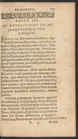Caput IIII. De Expositione Primi praecepti Decalogi ...