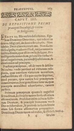 Caput IIII. De Expositione Primi praecepti Decalogi ...