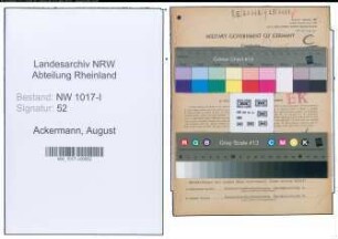 Entnazifizierung August Ackermann , geb. 28.04.1892 (Metzgermeister)