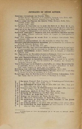 Plan du dépouillement du recensement de la ville de Budapest exécuté de 1. Janvier 1881 : Par Joseph Körösi. Publié sur l'ordre du comité central du recensement