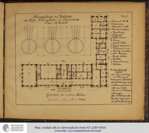 Blatt 7. Hauptgebäude des Bahnhofs der Hessischen Ludwigs-Bahn zu Darmstadt