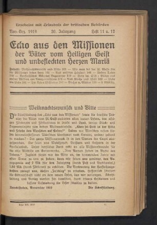 November-Dezember 1919. Heft 11 u. 12