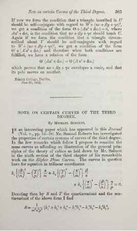 Note on certain curves of the third degree.