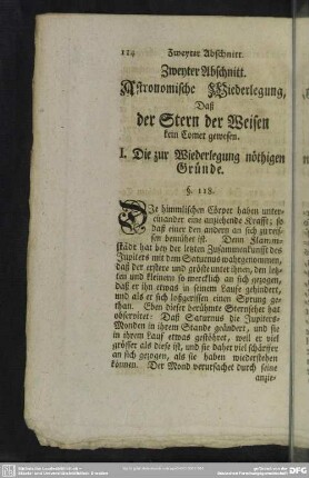 Zweyter Abschnitt. Astronomische Wiederlegung, Daß der Stern der Weisen kein Comet gewesen