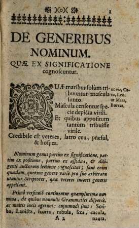Emmanuelis Alvari E Societate Jesu, Grammaticarum Institutionum Libri ... Pars ..., 1,2. De Generibus Nominum, Declinationibus, Verborum Praeteritis Atque Supinis