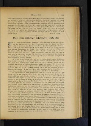 Von den Wiener Theatern 1907/08