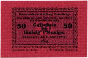 Geldschein / Notgeld, 50 Pfennig, 5.4.1917