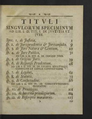 Tituli singulorum speciminum