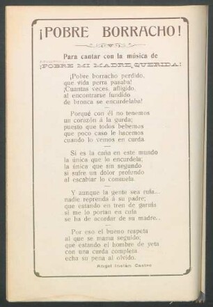 ¡Pobre borracho! : Para cantar con la música de ¡Pobre mi madre querida!