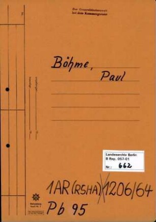 Personenheft Paul Böhme (*09.07.1906), Polizeiinspektor