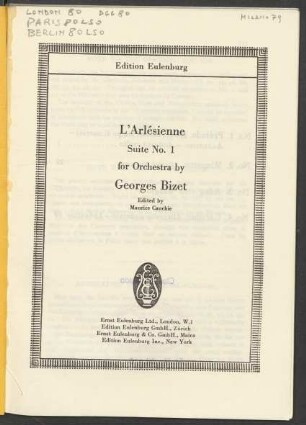 L'Arlésienne : Suite No. 1 : for orchestra