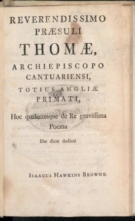 Reverendissimo Præsuli Thomæ,[...]