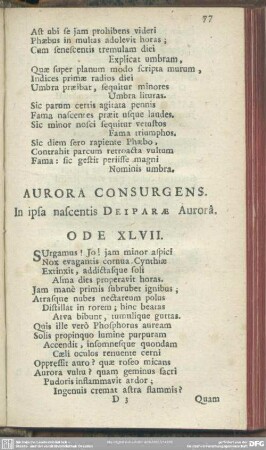 Aurora Consurgens. In ipsa nascentis Deiparae Aurora. Ode XLVII.