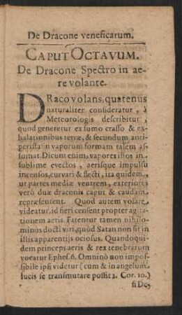 Caput Octavum. De Dracone Spectro in aere volante.