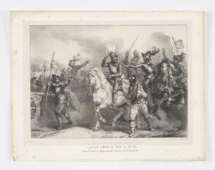 Heinrich IV. in der Schlacht von Ivry, aus: Voltaire, "La Henriade", Paris 1825