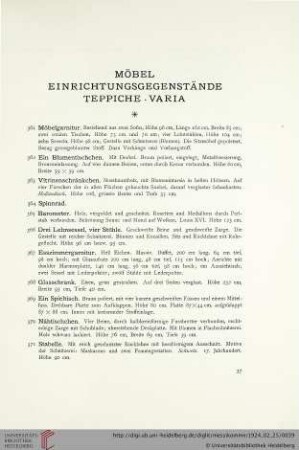 Möbel – Einrichtungsgegenstände – Teppiche – Varia (Nr. 361-400)