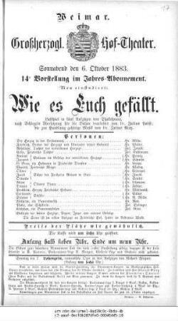 Wie es Euch gefällt