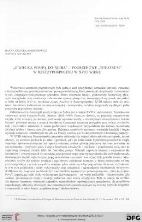"Z wielką pompą do nieba" - pogrzebowe "Theatrum" w Rzeczypospolitej w XVIII wieku