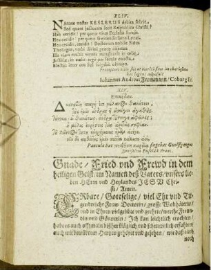 Gnade/ Fried und Frewd in dem heiligen Geist [...]