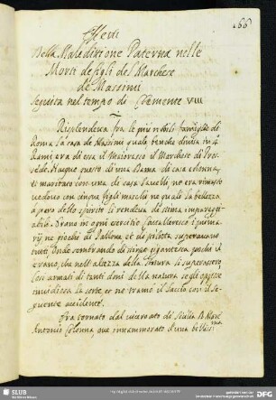 [Text 8:] Effetti Della Maledittione Paterna nelle Morti de figli del Marchese de Massimi Seguita nel tempo di Clemente VIII.