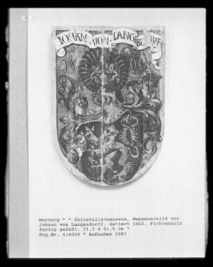 Wappenschild von Johann von Langesdorff