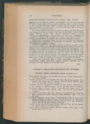Libros y folletos recibidos en Octubre