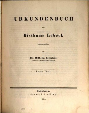 Codex diplomaticus Lubecensis, 1