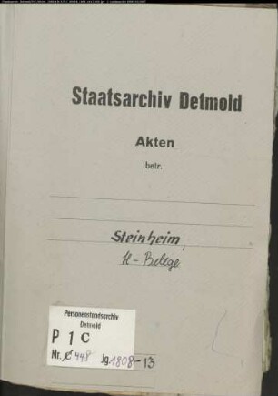 Belegakten zum Heiratsregister der katholischen Gemeinde Steinheim, Kreis Höxter (1808-1813)