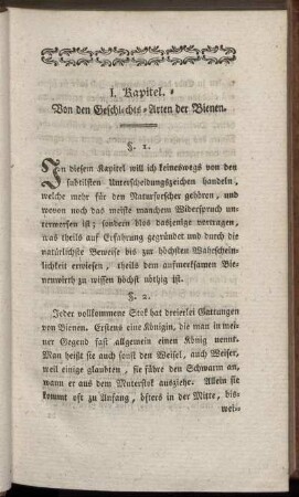 I. Kapitel. Von den Geschlechts-Arten der Bienen