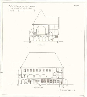 Fischer, Theodor; Stuttgart; Gustav-Siegle-Haus - Querschnitt, Längsschnitt