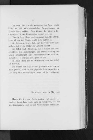 Hamburg, den 20. Mai 1905