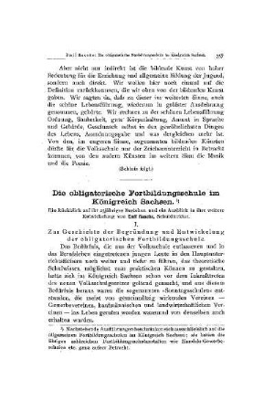 Die obligatorische Fortbildungsschule im Königreich Sachsen : I.