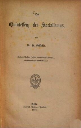 Die Quintessenz des Socialismus