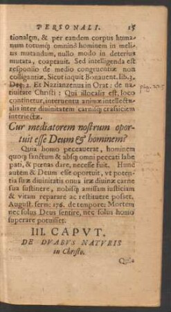 III. Caput. De Duabus Naturis in Christo.