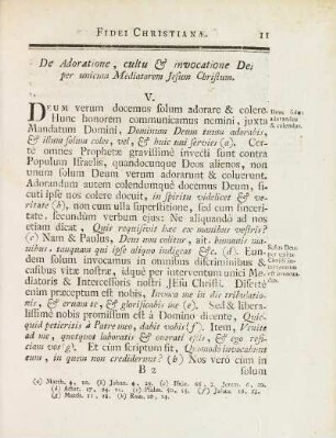 De Adoratione, cultu & invocatione Dei per unicum Mediatorem Jesum Christum. V.