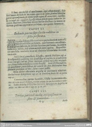 Caput XXI [XXII]. Tertius pariendi modus antiquissimus in sinu & semoribus