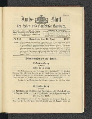 No. 147, 22. Juni 1918