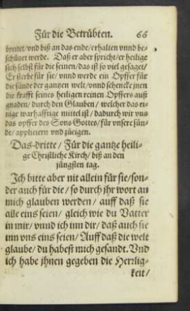 Das dritte/ Für die gantze heilige Christliche Kirch/ biß an den jüngsten tag.