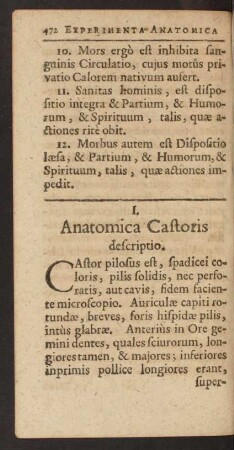 I. Anatomica Castoris descriptio.