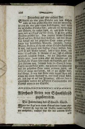 Allerhand Arten von Schaafsfleisch zuzubereiten.