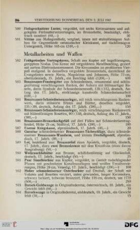 Metallarbeiten und Waffen (Nr. 582-629)