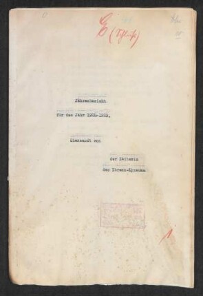 1928/29: Jahresbericht ... - 1928/29