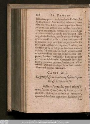 Caput XIII. De genesi & inventione subiecti primi & primae causae.