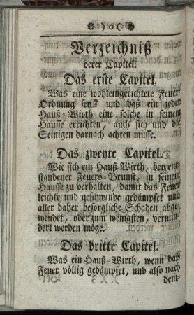 Verzeichniß derer Capitel.