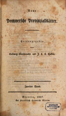 Neue Pommersche Provinzialblätter. 2, 2. 1827