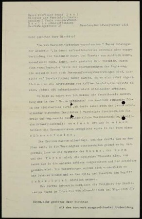 Sehr geehrter Herr Direktor! Die vom Kultusministerium veranlassten...