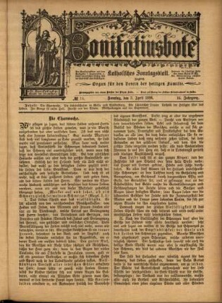 Erste Ausgabe vom Sonntag, den 03. April 1898.
