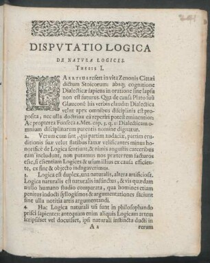 Disputatio Logica De Natura Logices.