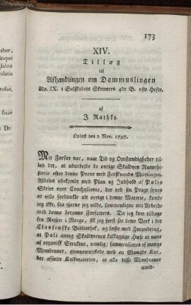 XIV. Tillæg til Afhandlingen om Dammuslingen Ro. IX. i Selskabets Skrivters 4de B. 1ste Hefte.